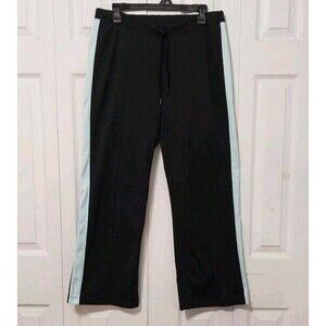 ASpire Yoga Jog Pants Straight Leg Zipper Pocket Black With Aqua Stripe Medium